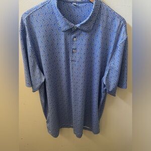 Peter Millar Summer Comfort Mens XL Blue Pool Billiards Short Sleeve Polo Shirt